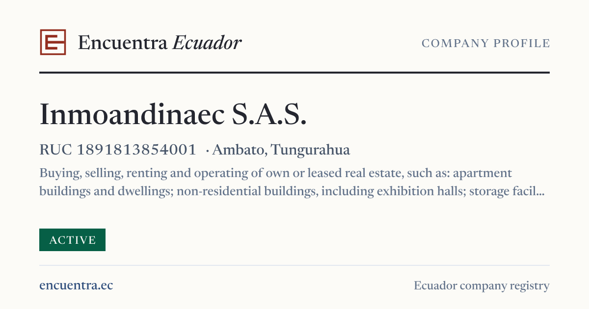 Transaction And Code Set Rule Inmoandinaec S.A.S. · RUC 1891813854001
